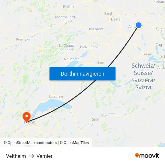 Veltheim to Vernier map