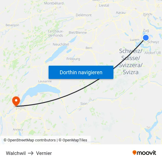 Walchwil to Vernier map