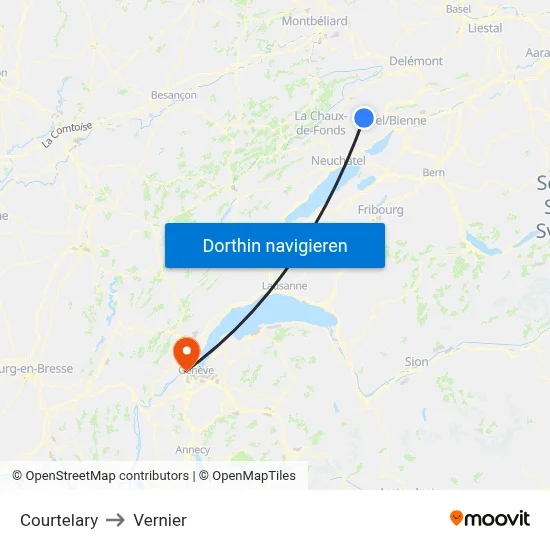 Courtelary to Vernier map
