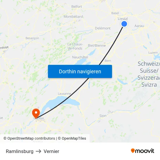 Ramlinsburg to Vernier map