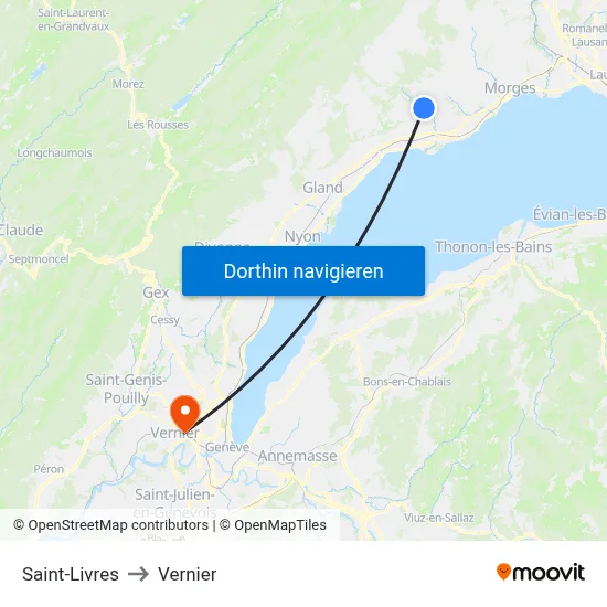 Saint-Livres to Vernier map