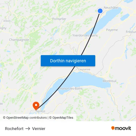 Rochefort to Vernier map