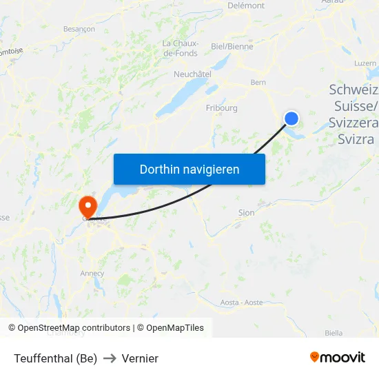 Teuffenthal (Be) to Vernier map
