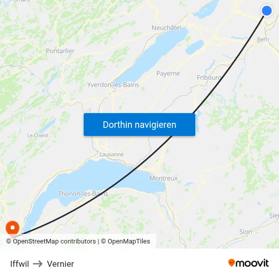 Iffwil to Vernier map