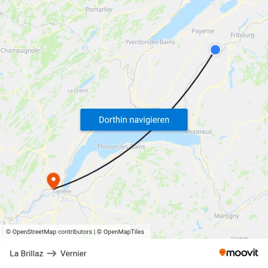 La Brillaz to Vernier map