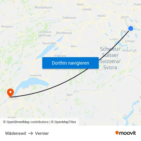 Wädenswil to Vernier map