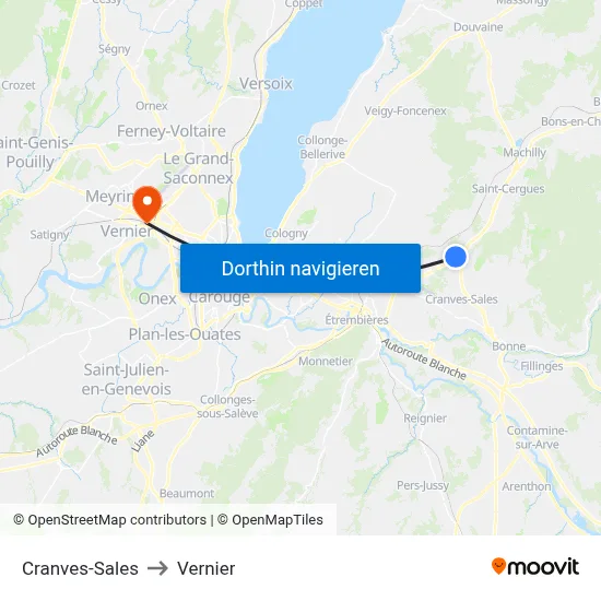 Cranves-Sales to Vernier map