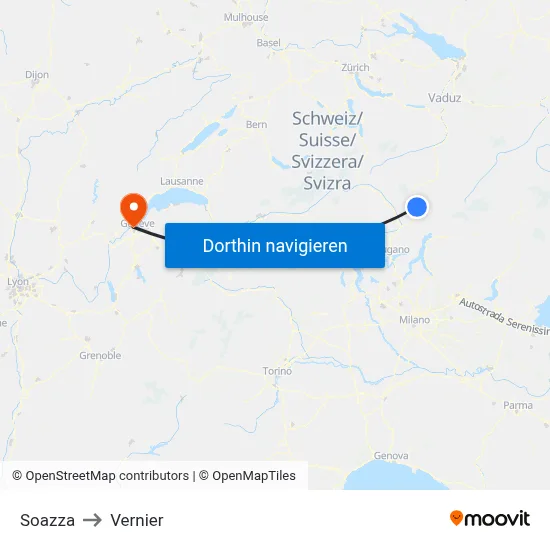 Soazza to Vernier map