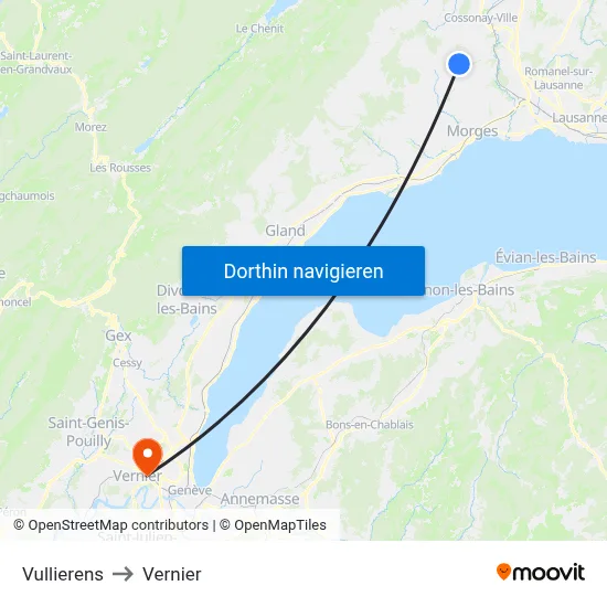 Vullierens to Vernier map