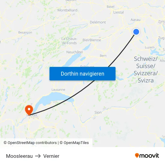 Moosleerau to Vernier map