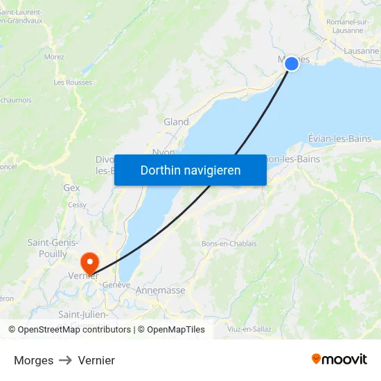 Morges to Vernier map
