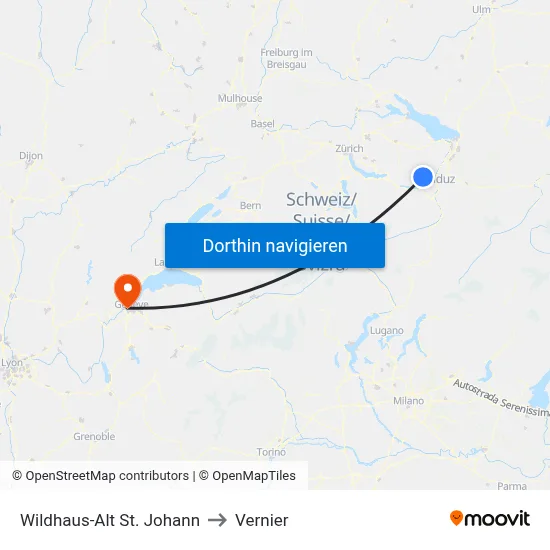Wildhaus-Alt St. Johann to Vernier map