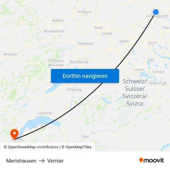 Merishausen to Vernier map