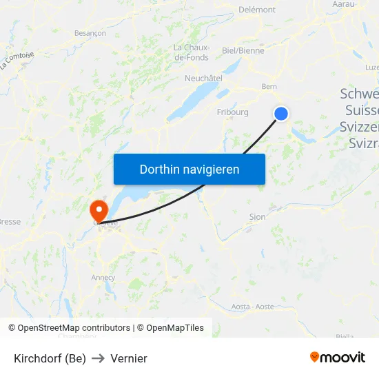 Kirchdorf (Be) to Vernier map