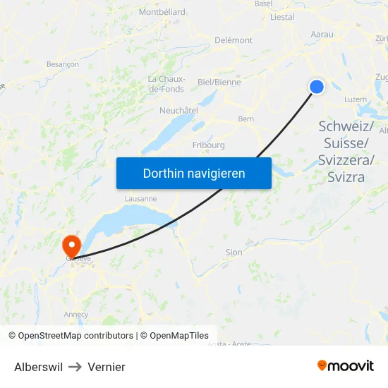 Alberswil to Vernier map