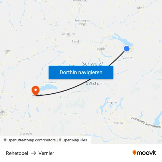 Rehetobel to Vernier map