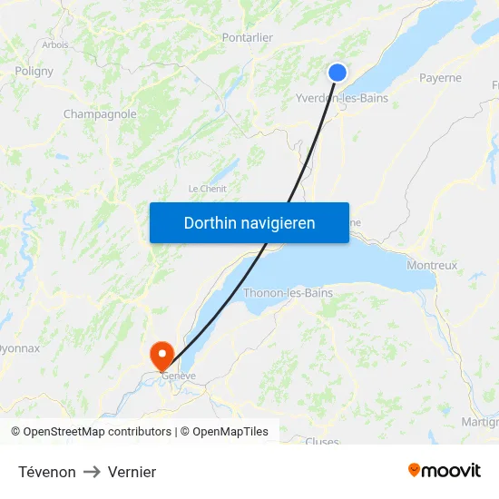 Tévenon to Vernier map