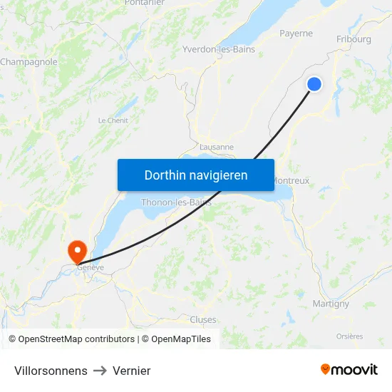 Villorsonnens to Vernier map
