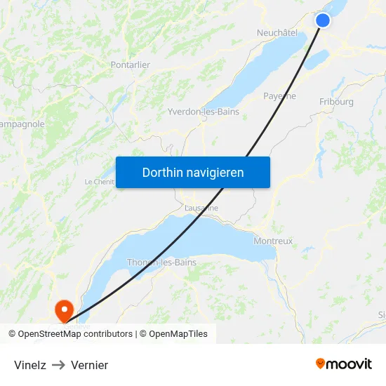 Vinelz to Vernier map
