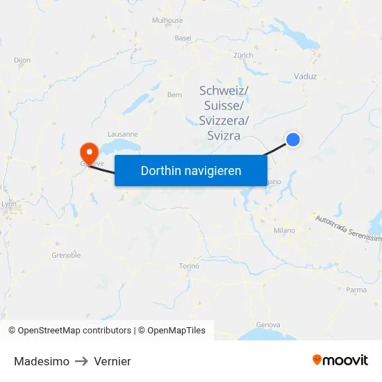 Madesimo to Vernier map