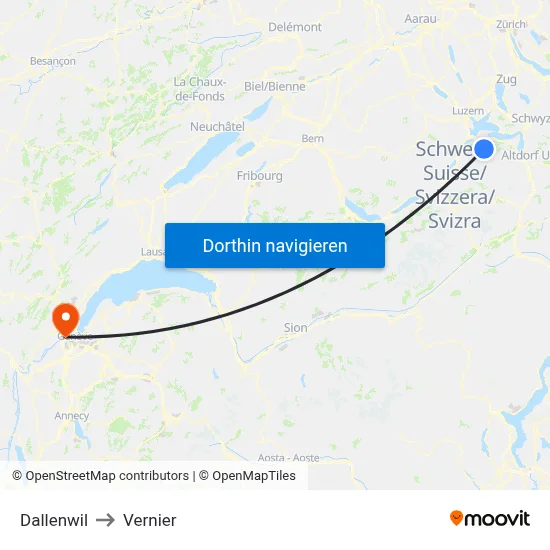 Dallenwil to Vernier map
