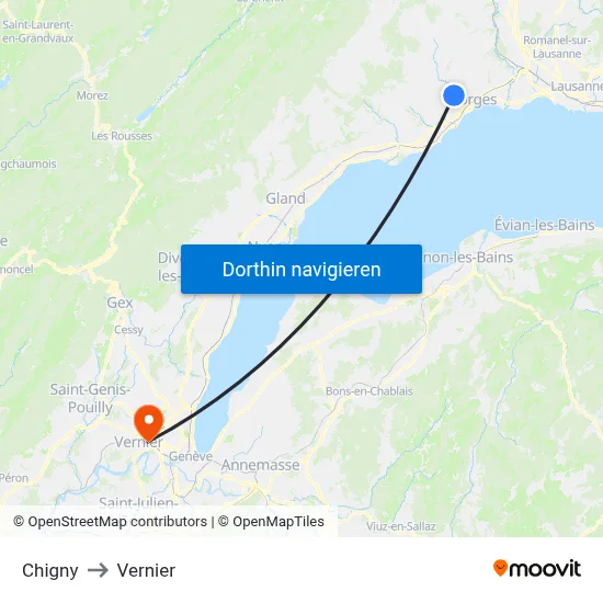 Chigny to Vernier map