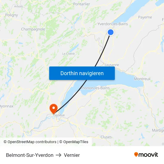 Belmont-Sur-Yverdon to Vernier map