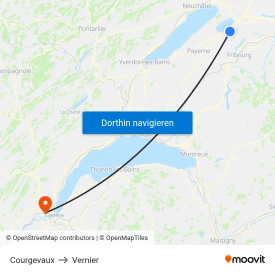 Courgevaux to Vernier map