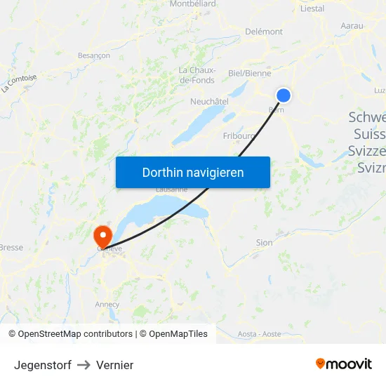 Jegenstorf to Vernier map