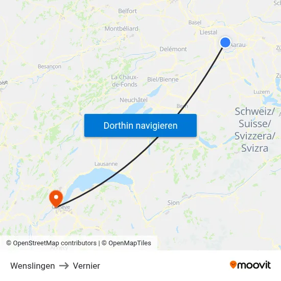 Wenslingen to Vernier map
