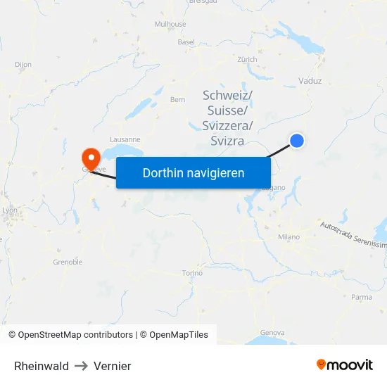 Rheinwald to Vernier map