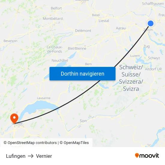 Lufingen to Vernier map