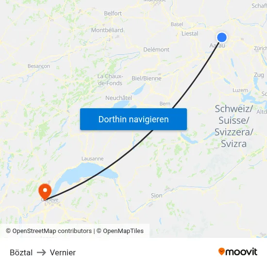 Böztal to Vernier map