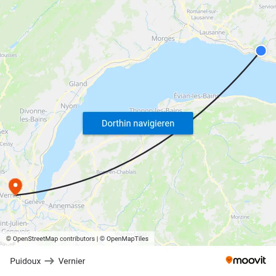 Puidoux to Vernier map