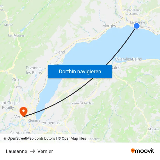 Lausanne to Vernier map