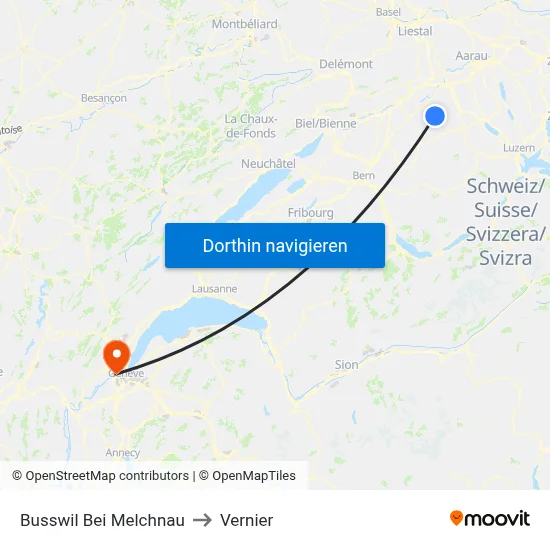 Busswil Bei Melchnau to Vernier map