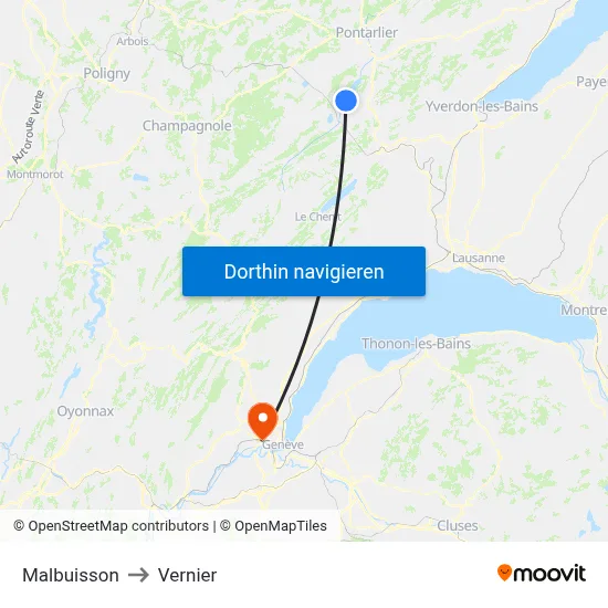 Malbuisson to Vernier map