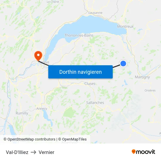 Val-D'Illiez to Vernier map