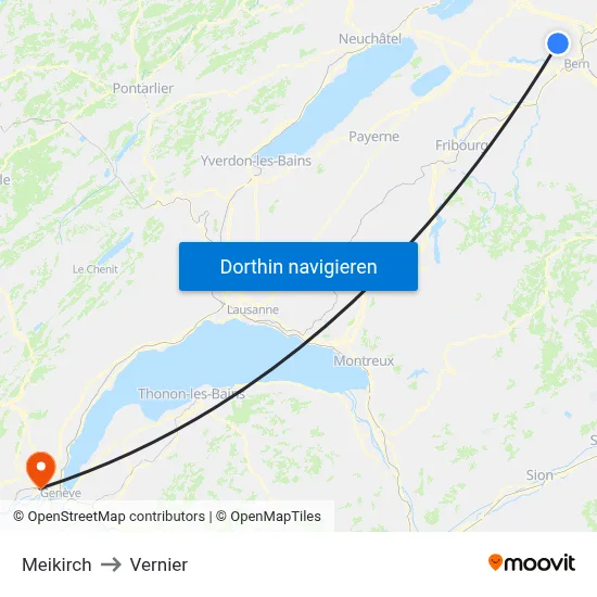 Meikirch to Vernier map