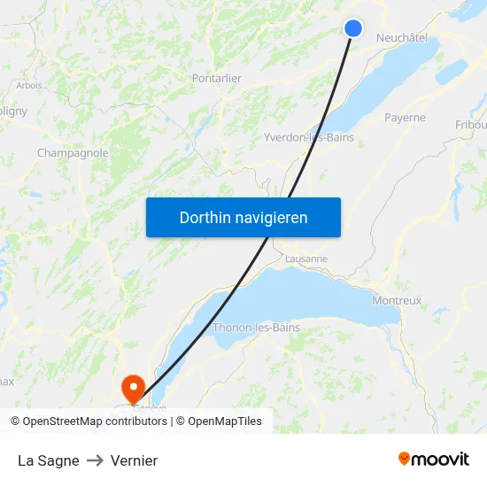 La Sagne to Vernier map
