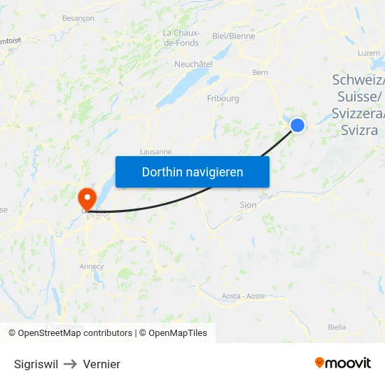 Sigriswil to Vernier map