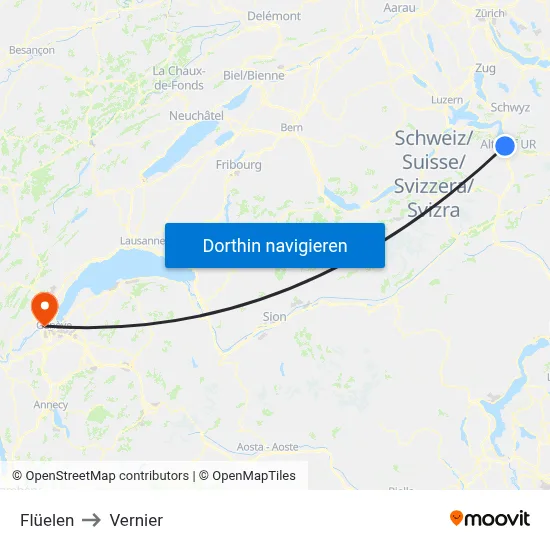 Flüelen to Vernier map