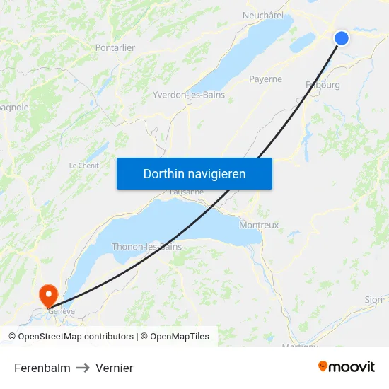 Ferenbalm to Vernier map