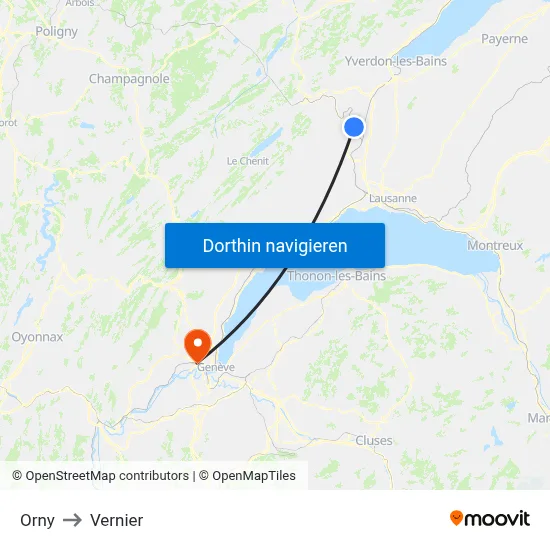 Orny to Vernier map
