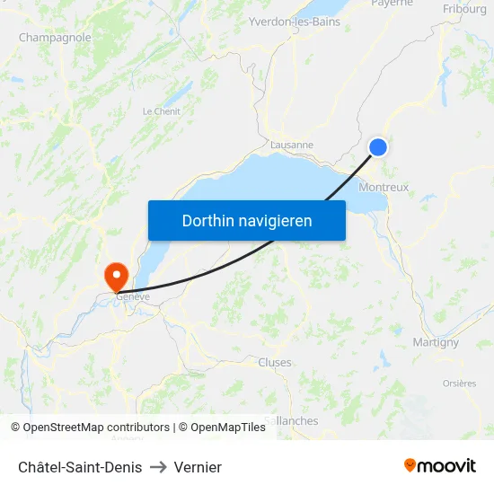 Châtel-Saint-Denis to Vernier map