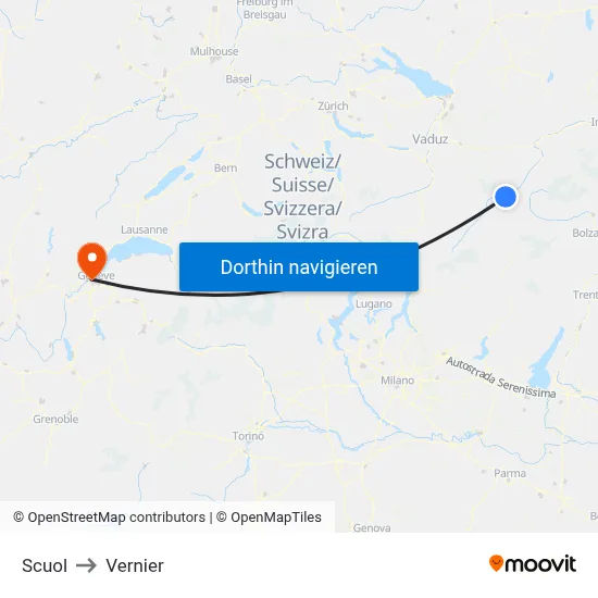 Scuol to Vernier map