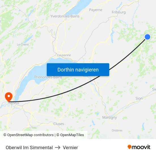 Oberwil Im Simmental to Vernier map