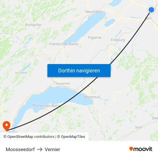 Moosseedorf to Vernier map