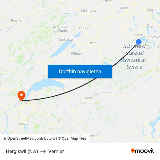 Hergiswil (Nw) to Vernier map