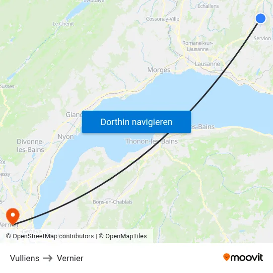 Vulliens to Vernier map